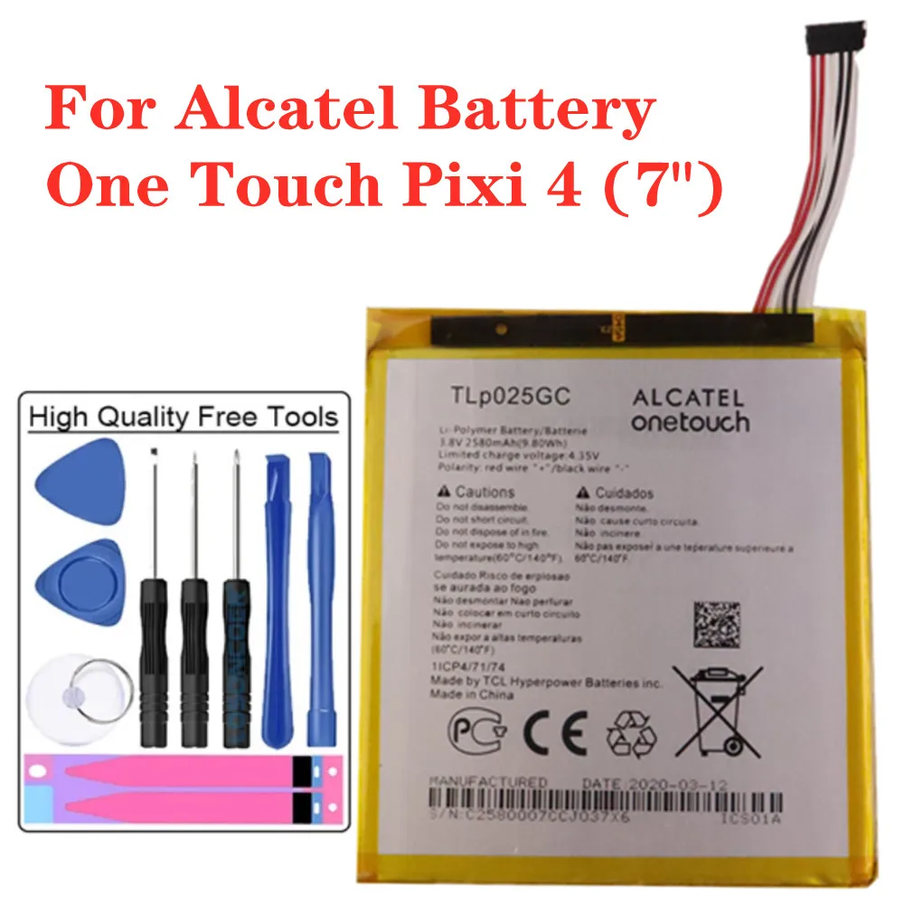 

Original TLP025GC Battery For Alcatel One Touch Pixi 4 (7") 3G OT-8063 9003X 9003A Phone Battery 2580mAh High Quality Battery