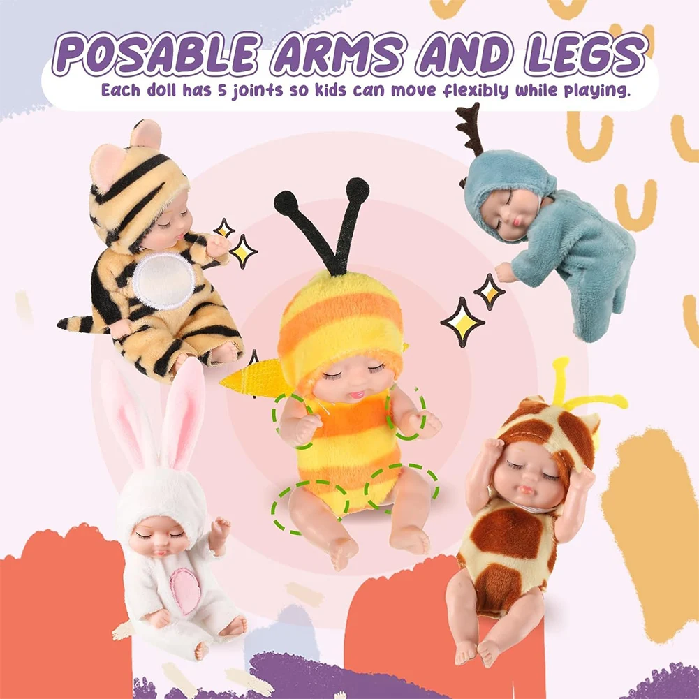 1/6 Pcs 11cm Mini Reborn Baby Doll Lifelike Realistic Baby Doll Toys Miniature Reborn Doll for Girls Boys Toddlers and Kids Gift: 3 - 5 Days Free Delivery Only UK