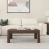 Small Modern Rounded Coffee Table, 40 Inch, Solid Wood Contemporary Center Table for Living Room Tea Table, Walnut 3