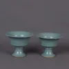 Jingdezhen Antique Porcelain, Lake Blue Glaze, Wide Mouth, High Foot Cup, Home Decoration and Ornament 1