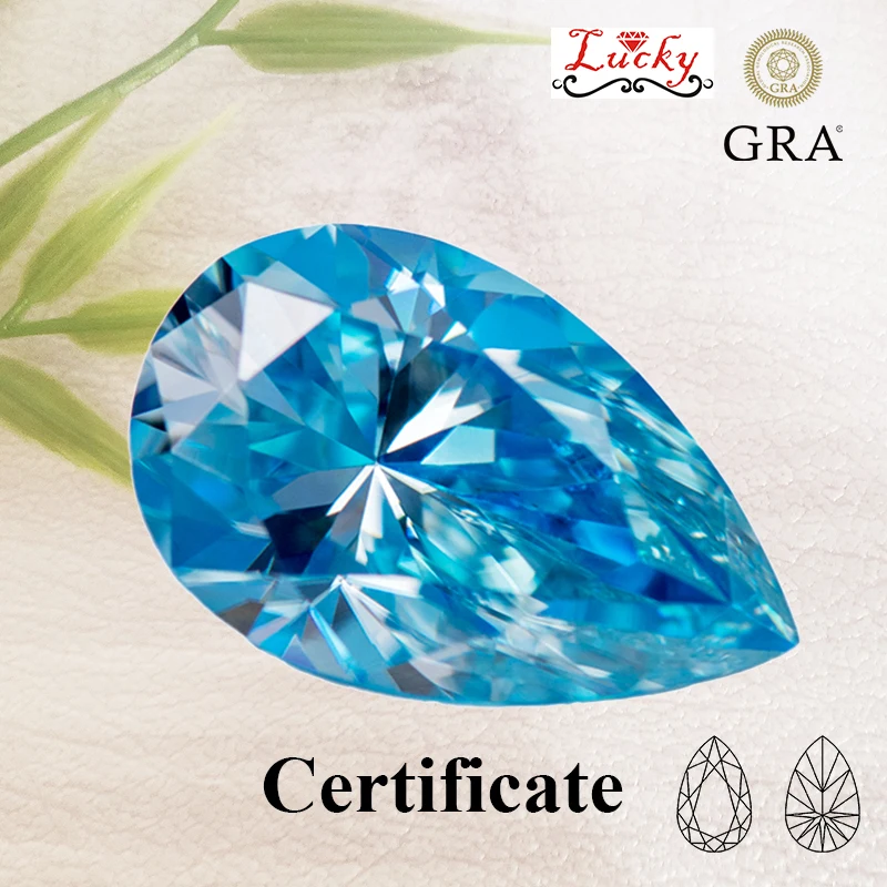 

Moissanite Pear Shape Sea Blue Color VVS1 Charms Beads for DIY Jewelry Making Pendant Earrings Materials with GRA Certificate