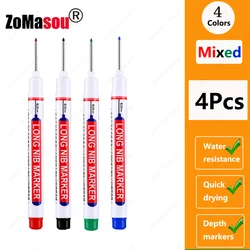 Waterproof Deep Hole Marker Pen - 2cm Long Head for Metal & Woodworking (1 - 100 Pcs, Red/Black/Blue/Green Ink) (20mm Mix 4pcs)