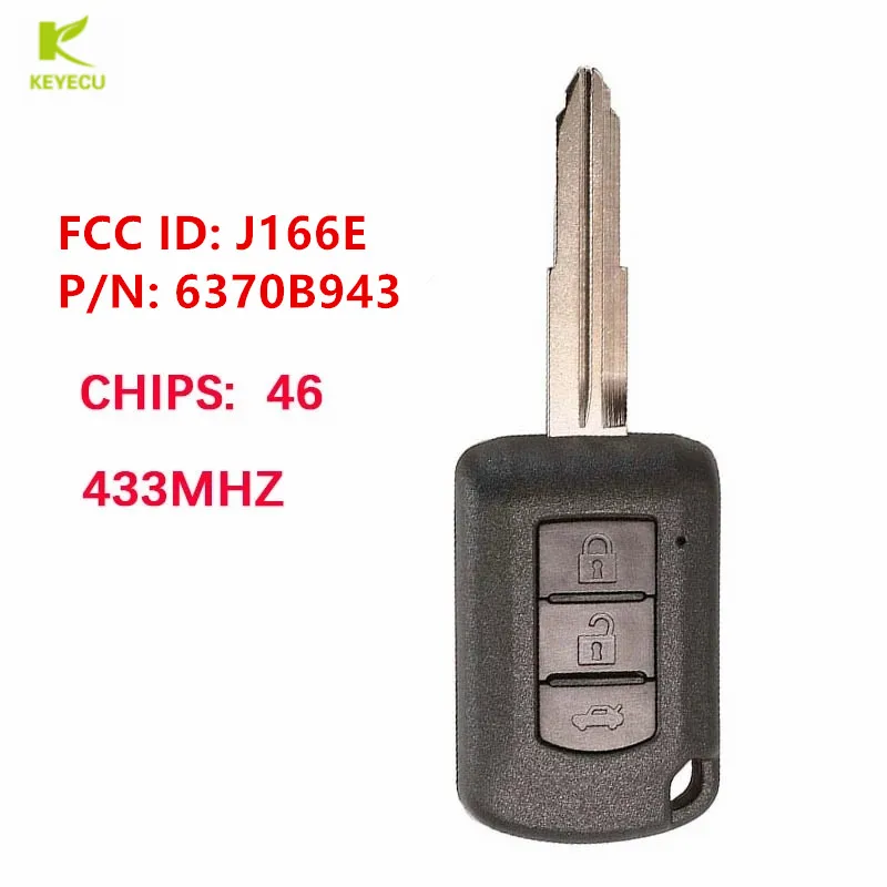 

KEYECU Replacement For Mitsubishi Lancer 2019 2020 J166E Head Remote Key FOB PCF7961 46 Chip 433MHz MIT11R P/N: 6370B943