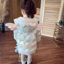 Cute Unicorn Colorful Hooded Winter Jacket for Baby Girls - Warm & Windproof Snowsuit Outerwear (White Coat)