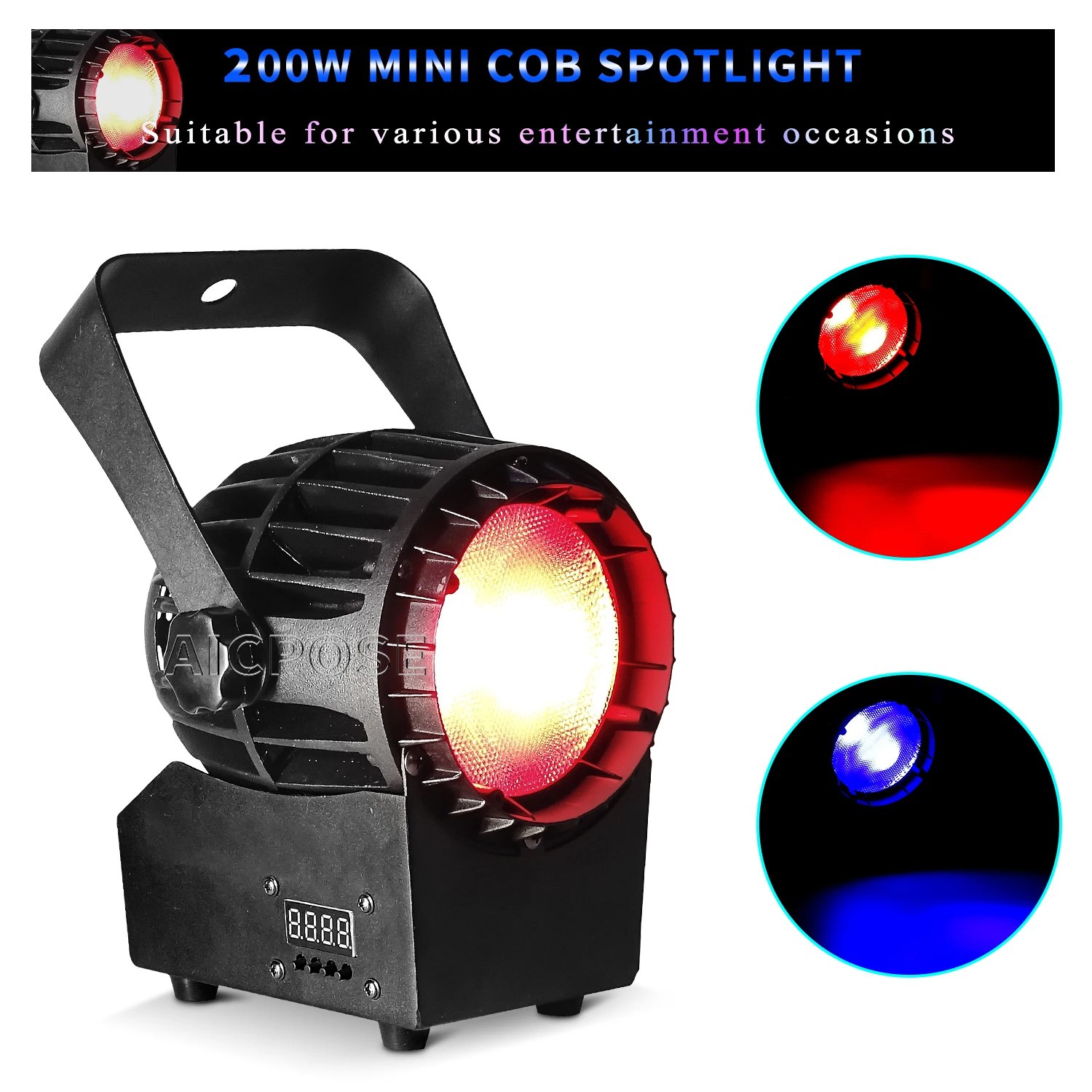

200W Mini COB RGBW 4 in 1 LED Stage Light Positive White/Warm White With Barn Door DMX Control DJ Disco Light Stage Lighting