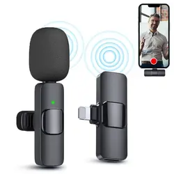 2023New Wireless Lavalier Microphone Portable Audio Video Recording Mini Mic for iPhone Samsung Live Broadcast Gaming Phone Mic