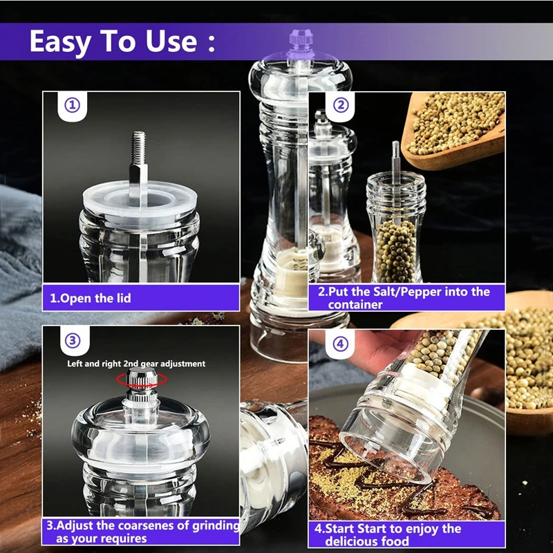 Salt And Pepper Grinder Pepper Grinder Clear Pepper Grinder Mill Salt And Pepper