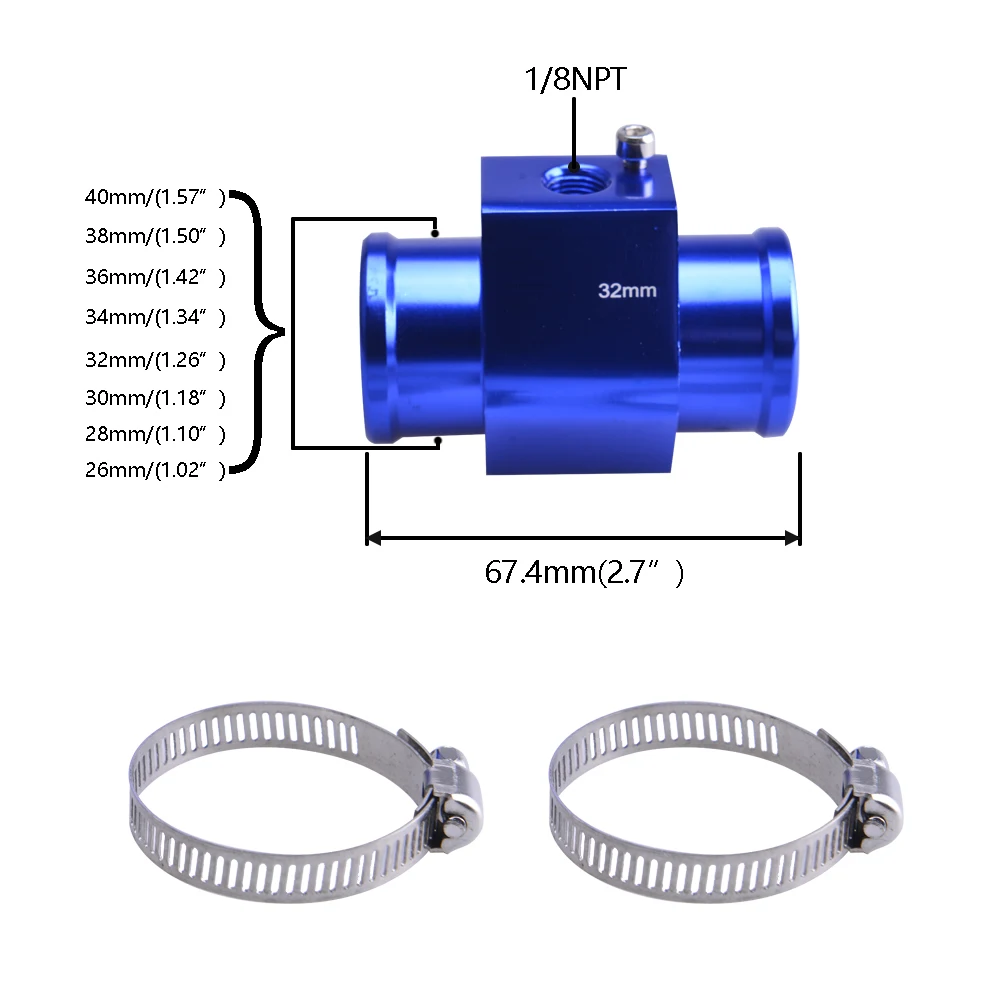 Aluminum Water Temperature Sensor Adapter Kit – Fits Coolant Hoses, Includes Gauge & Clamps