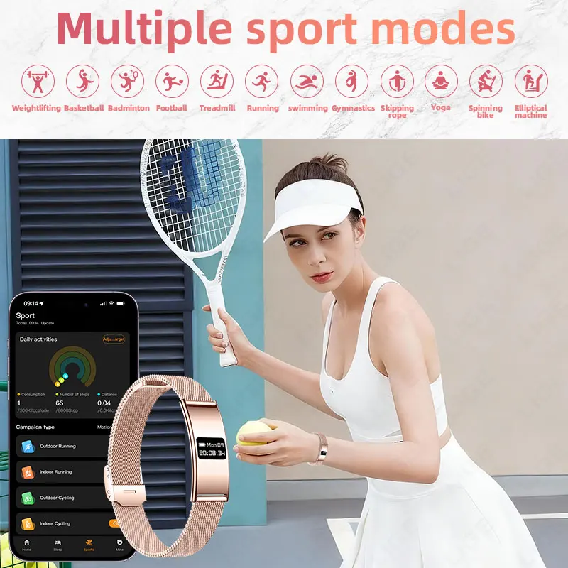 LIGE Ultra-thin Sport Smart Bracelet HRV Blood Oxygen Stress Test Health Monitor Fitness Band Pedometer Call Reminder Smartwatch