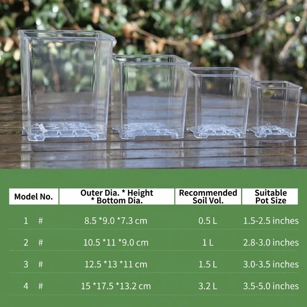 Clear Acrylic Square Planter with Drainage and Breathable Design