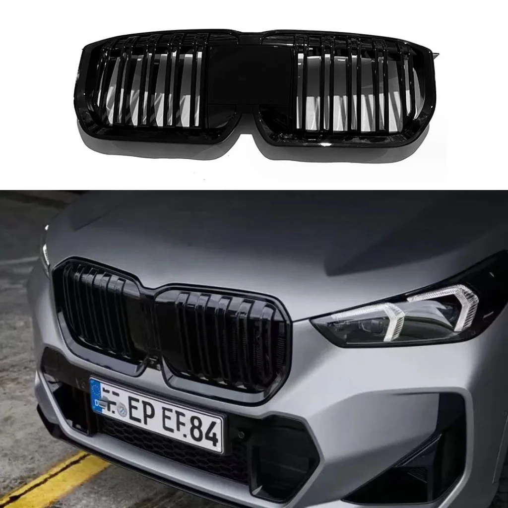 Car Front Bumper Grill Kidney Grille For BMW X1 U11 2023-2024 Black Single  Line