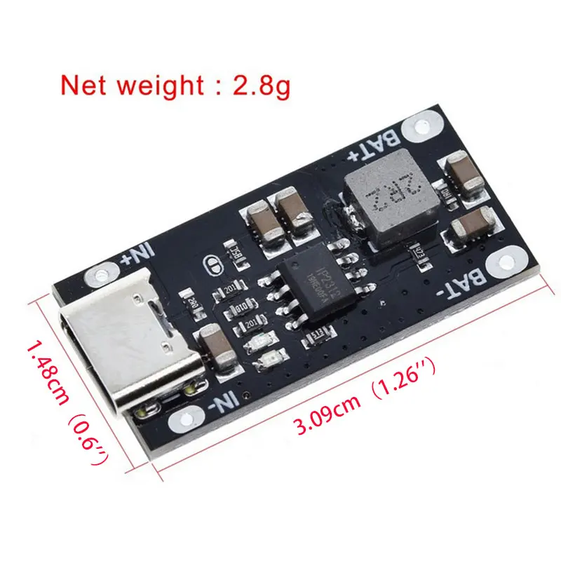 Type-C USB 5V 3A 3.7V 18650 Lithium Li-ion Battery Charging Board Charger Module With Indicator light Red Blue 1PC