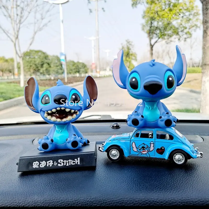 

Disney Figure Stitch Model Cartoon Phone holder Decoration Moving Head Doll Cute Interior Car Supplies Boutique Dolls Toy Gift