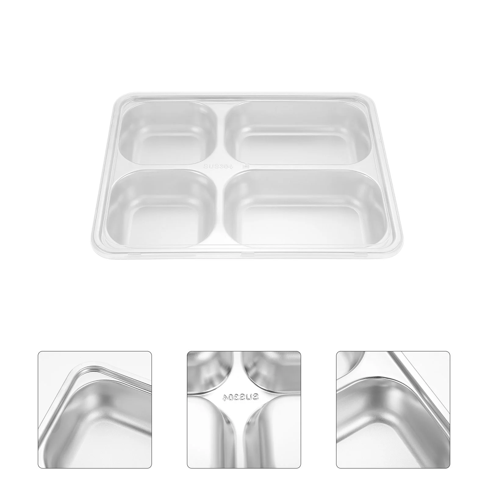 

Household Snack Plate Student Plastic Serving Platter Lightweight Portion Stainless Steel Food Divided Tray