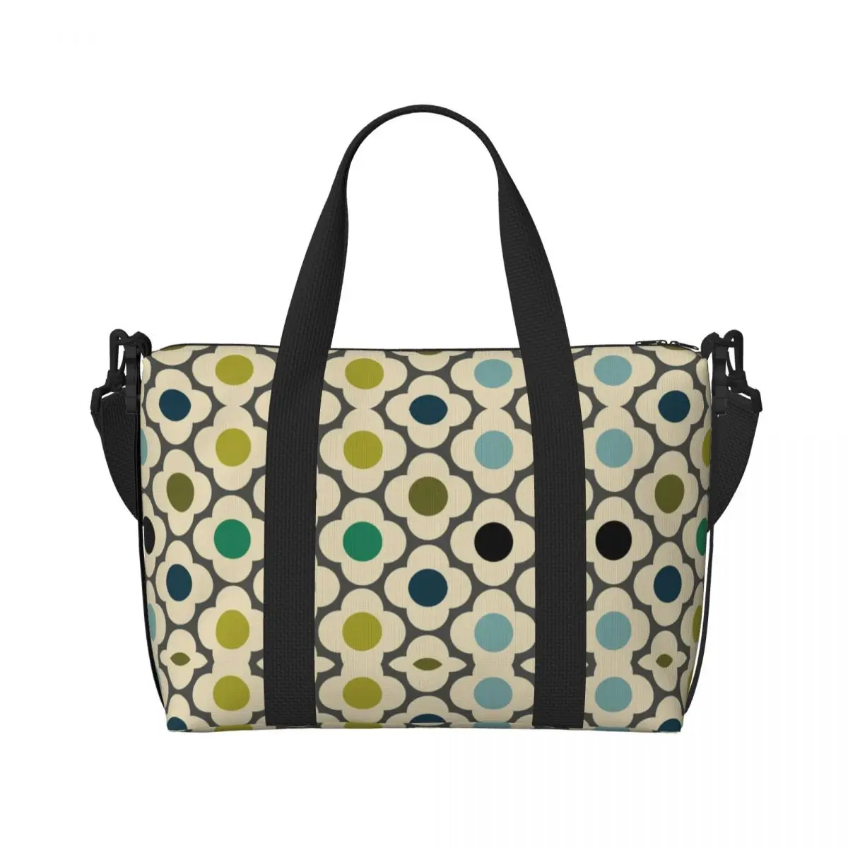 Large Orla Kiely Flowers Abstract Tote Bag Women Geometric Shoulder Shopper Beach Gym Travel Bag