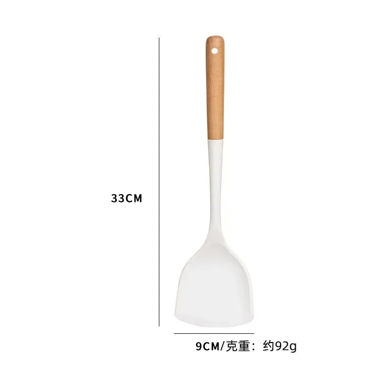 Silicone Kitchen Utensils Cooking Wooden Handle Non Stick Pot Kitchenware Set 1/2PCS Silicone Kitchen Utensils