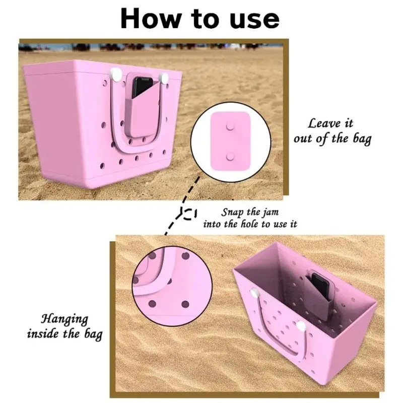 Fashion Soft Reusable Phone Insert Case Compatible Rubber Beach Tote Bags Silicone Phone Holder for Bogg Bag Mobile Phone Box