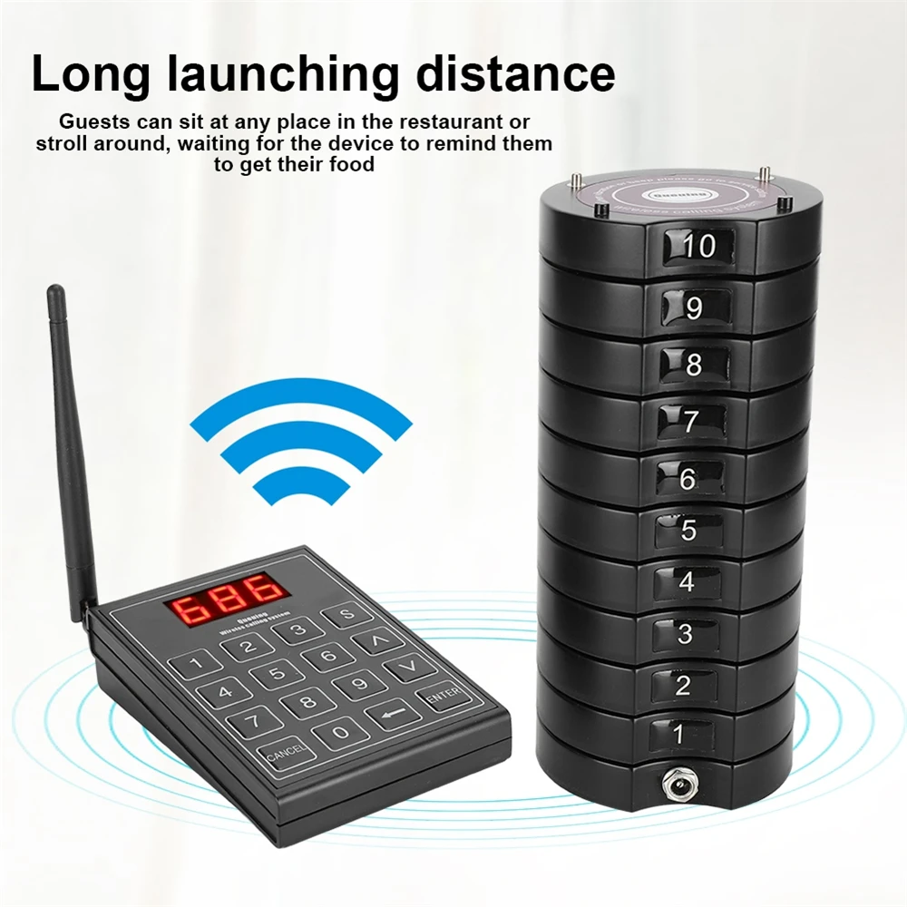 Restaurant Search Engine Wireless Phone system Queue Doorbell with 10/20/30 coasters and a Keyboard Restaurant Doorbell 100-240V