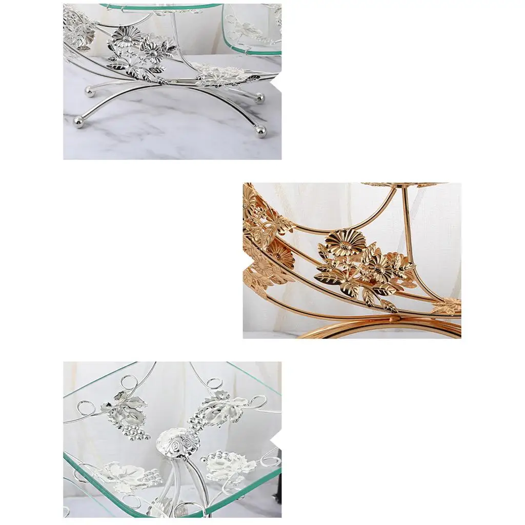 Classic Glass Fruit Plate Luxury Style Hotel Carved Fruit Holder Cosmetics Storage Jewelry Organizer Serving Tray Hotel Decor