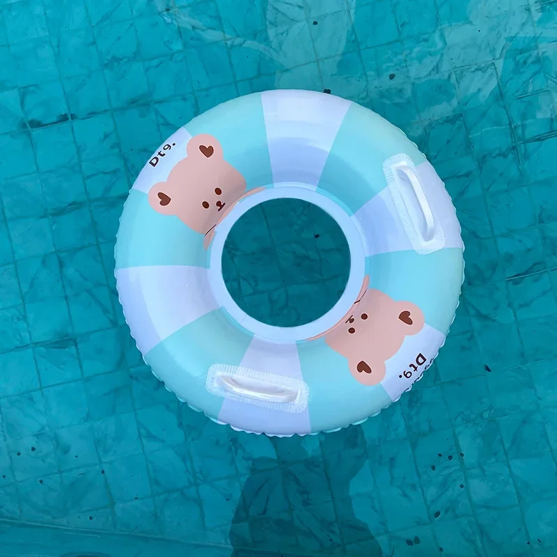 Barsha Ins New Korean Style Children's Swimming Ring With Handle Baby Cartoon Thickened Inflatable Float Ring Sport And Entertai
