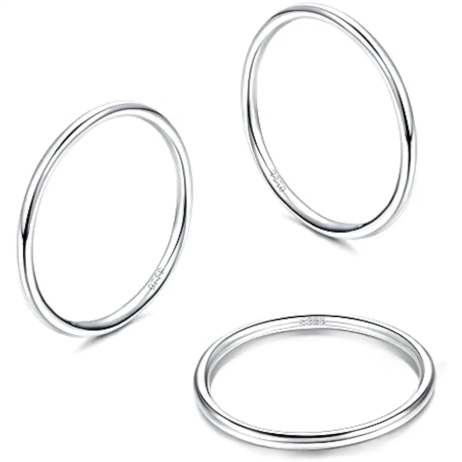 

Fansilver 3Pcs Sterling Silver Thin Stackable Rings for Women Plain Band Knuckle Ring Set Minimalist Thumb Pinky Rings Size 5-9