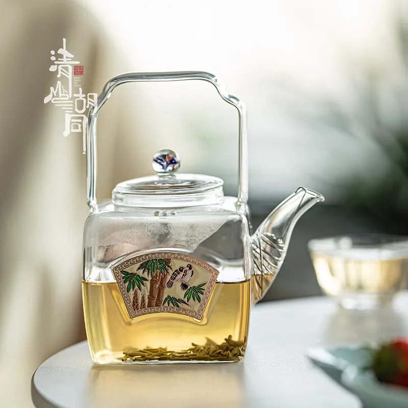 700ml High Borosilicate Glass Aluminum Alloy Stove Tea Maker Cold Heat Resistance Candle Heating One Set