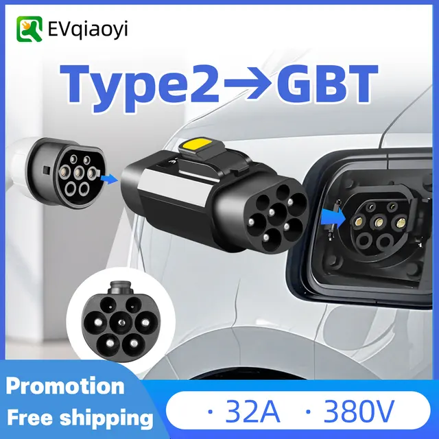EVqiaoyi Type 2 to GB/T Adapter 32A 7/22kW AC Converter Type 2 Charger Pile to GB/T Electric Vehicle Car 1