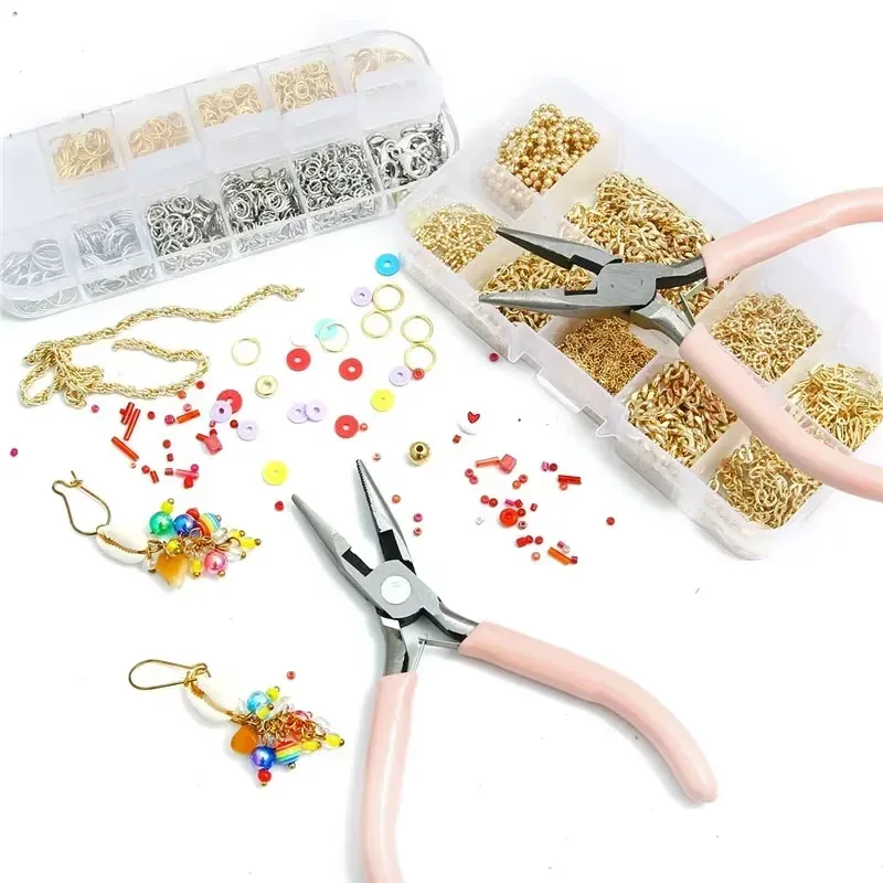 Universal Pliers Pink Handle Nickel Iron Single Section Round Concave for Handmade Jewellery
