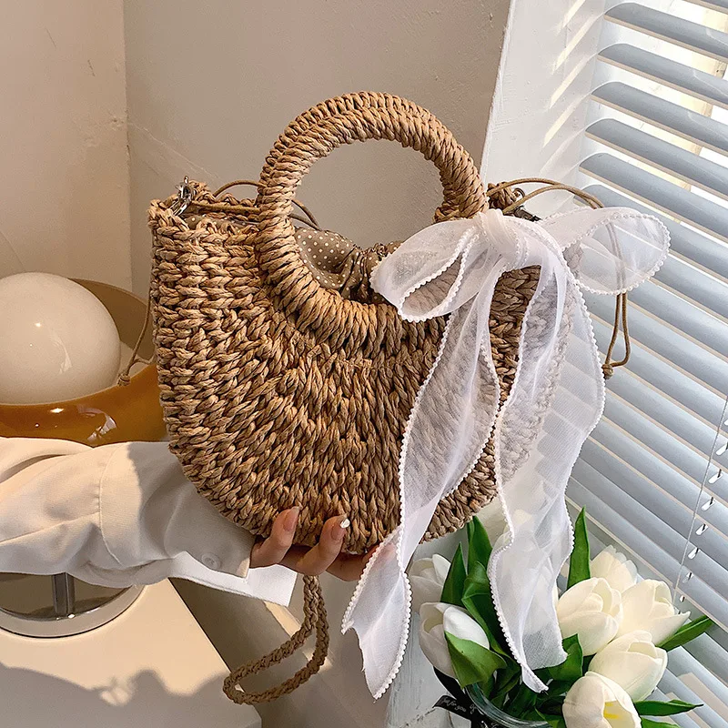 Straw Woven Crossbody Shoulder Bag For Women Handmade Small Purse Handbag Bohemia Design Ladies Summer Rattan Beach Bag bolsa
