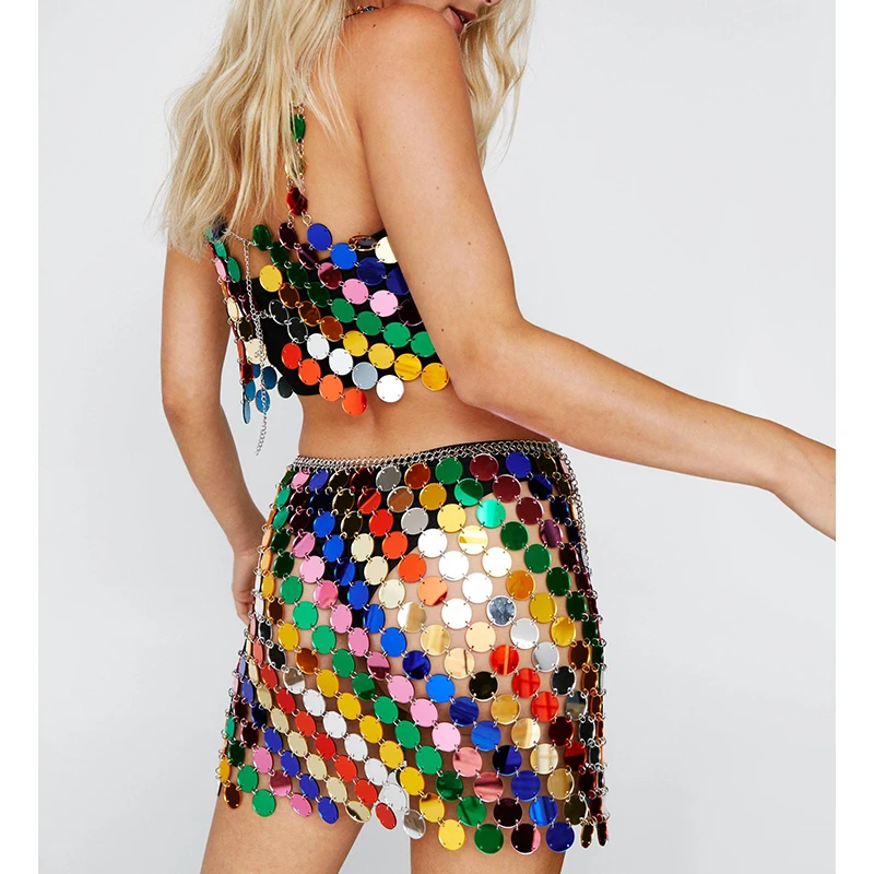 Follow The Rainbow - Multi Sequin Mini Skirt – DLSB