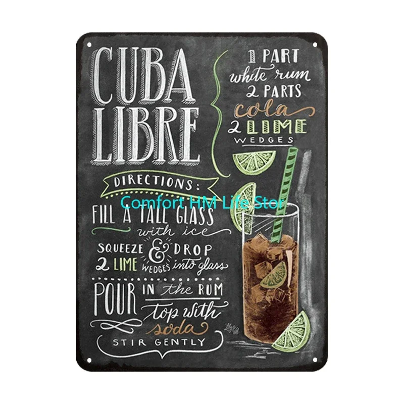 Plaque Métal Vintage Insolite - Kit Survie Mojito - 30x20 Cm - Déco Bar
