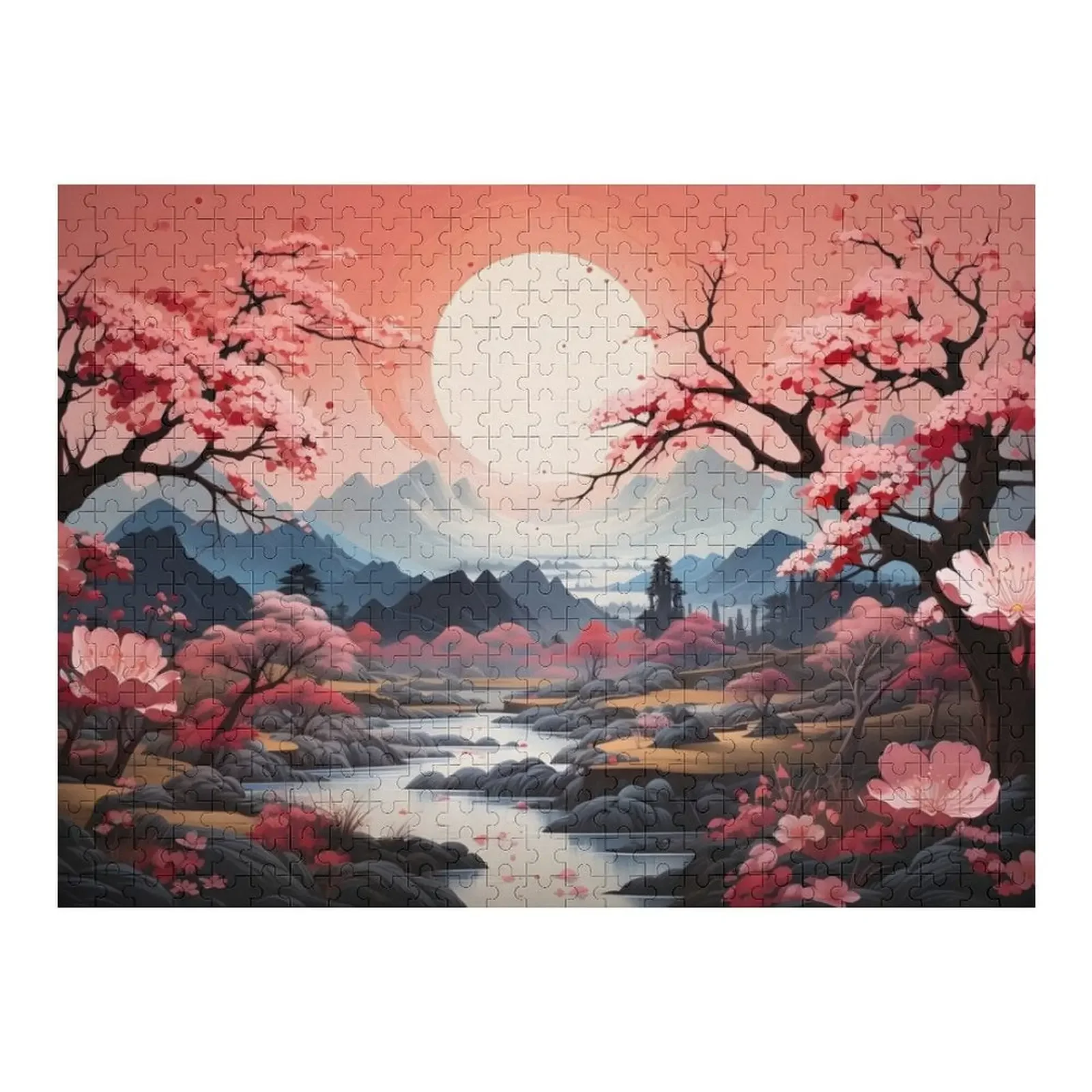 Japanese Dream Landscape Jigsaw Puzzle Picture Wooden Name Custom Personalized Adult Wooden Christmas Gifts Puzzle