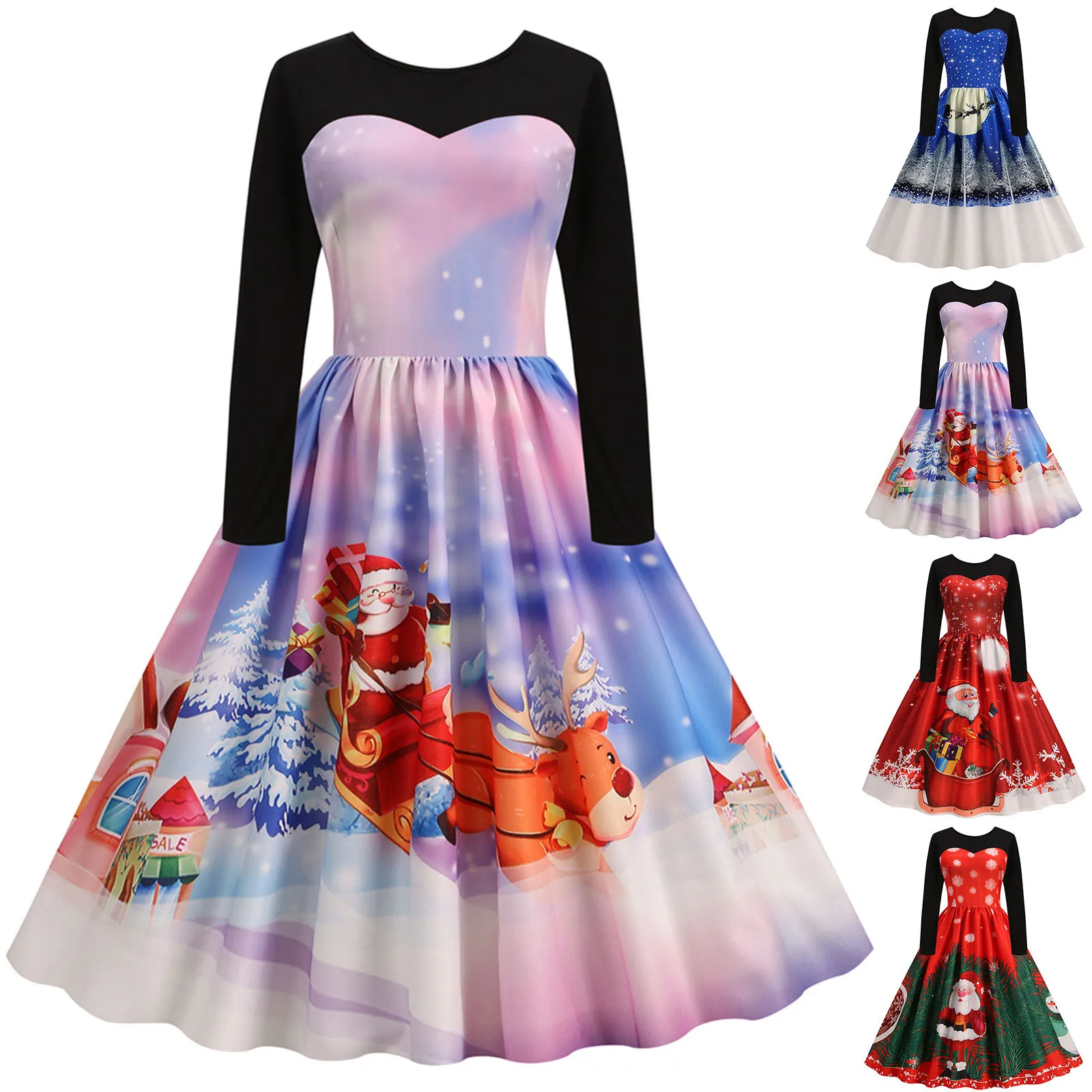 

Женская одежда, модное повседневное рождественское раннее платье с рисунком, классическое и универсальное платье с коротким рукавом, женские платья 2023