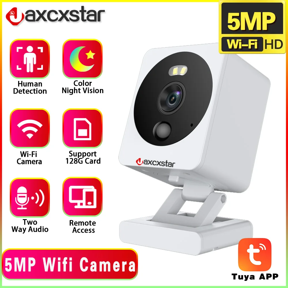 

Smart Mini Outdoor Tuya Wifi Security Camera 5MP Motion Detection Color NightVision Wireless CCTV Surveillance Camera Waterproof