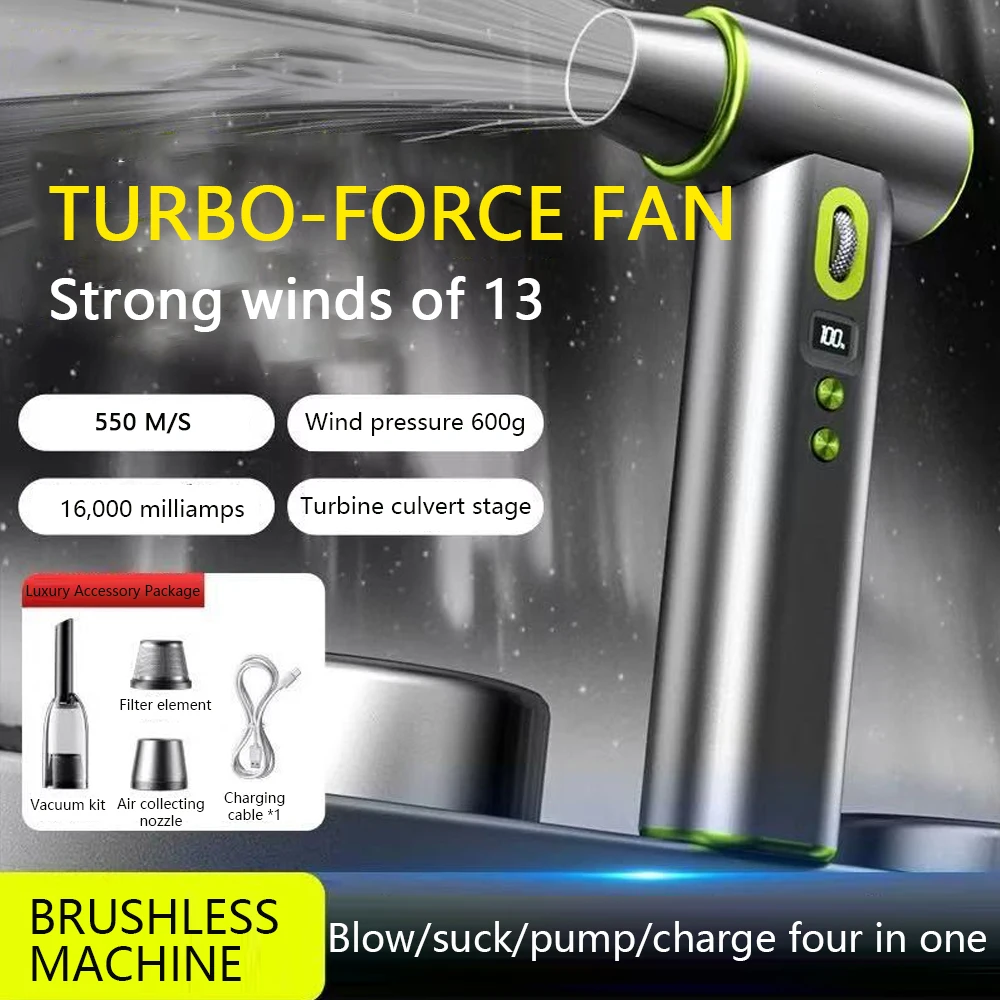 200000 RPM Turbo Blower Fan 4-in-1 Multi-Function Tool for Blowing Vacuuming Inflating Dusting