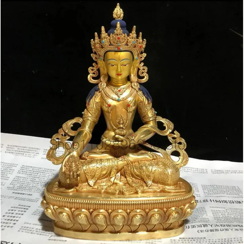

30cm pure copper gilt Buddha ornament Tibetan fine crafted bronze statue of Jizangwang Bodhisattva