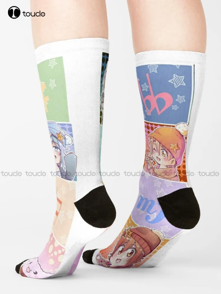 

Idolichu Seven! Socks Mens Socks Size Cartoon Comfortable Best Girls Sports Street Skateboard Socks 360° Digital Print Harajuku