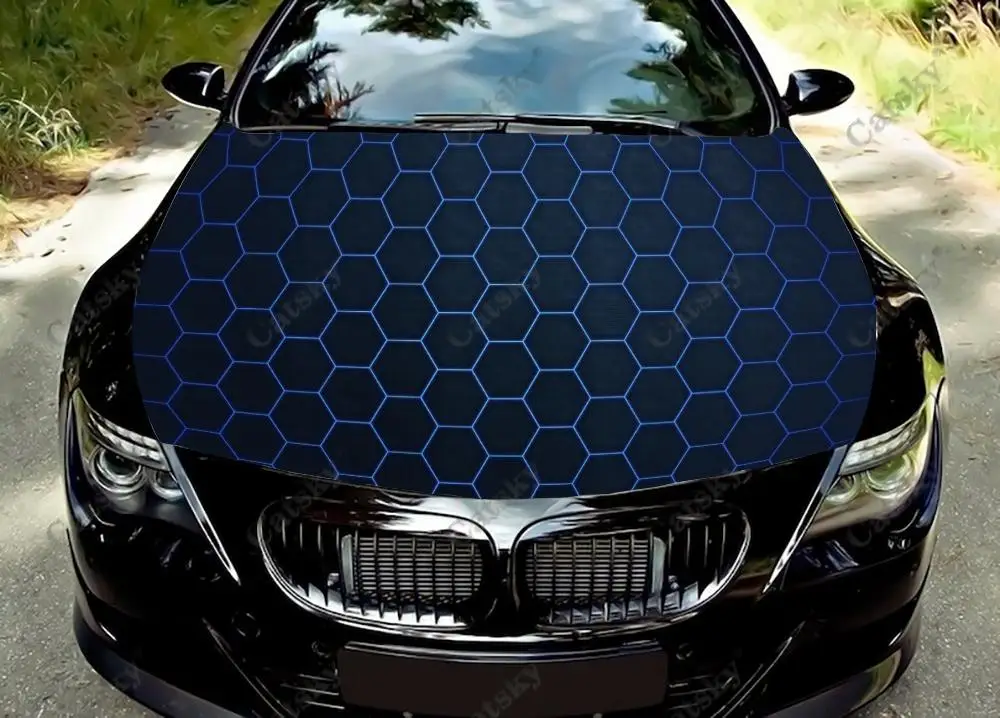 

Honeycomb abstract illustration Car hood decal vinyl sticker graphic wrap decals graphic engine stickers suitable most vehicles