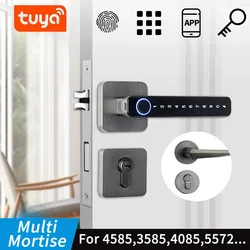 Kingku Smart Door Handle with Fingerprint Password Remotely Unlock,Digital Lock Tuya App,Keyless Entry for Interior Doors