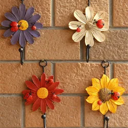 1Pc Creative Household Hooks Resin Flower Shape Hangers for Key Hat Towel Wall Hooks Home Decoration