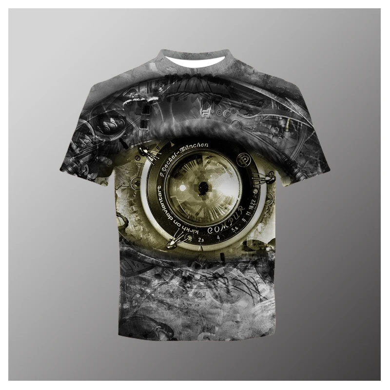 

New Men's T-shirt 3D Printing Short-Sleeved Summer Oversized Personality Fashion Technology Eye Pattern T-shirt Men