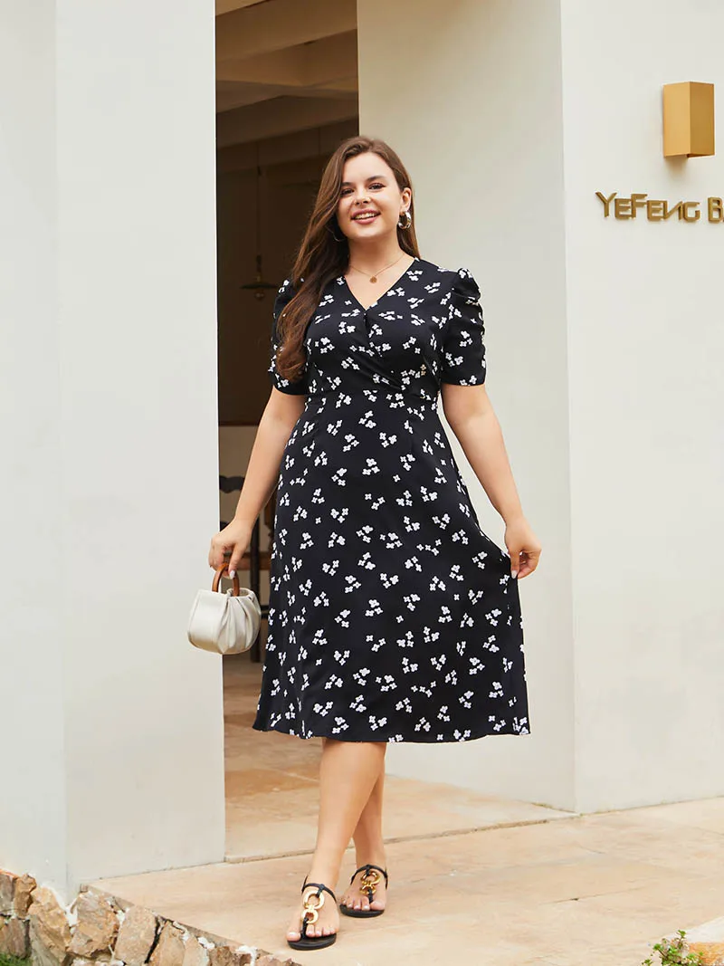 Bandage Floral Big Size Dress Women Elegant Black Plus Size Ladies Summer Maxi Dress V Neck Sexy Long Evening Dresses Women 2023