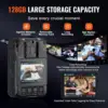 1440P HD Police Body Camera, 128GB Body Cam with Audio Video Recording Picture, Built-in 3500 mAh Battery, 2.0" LCD 4