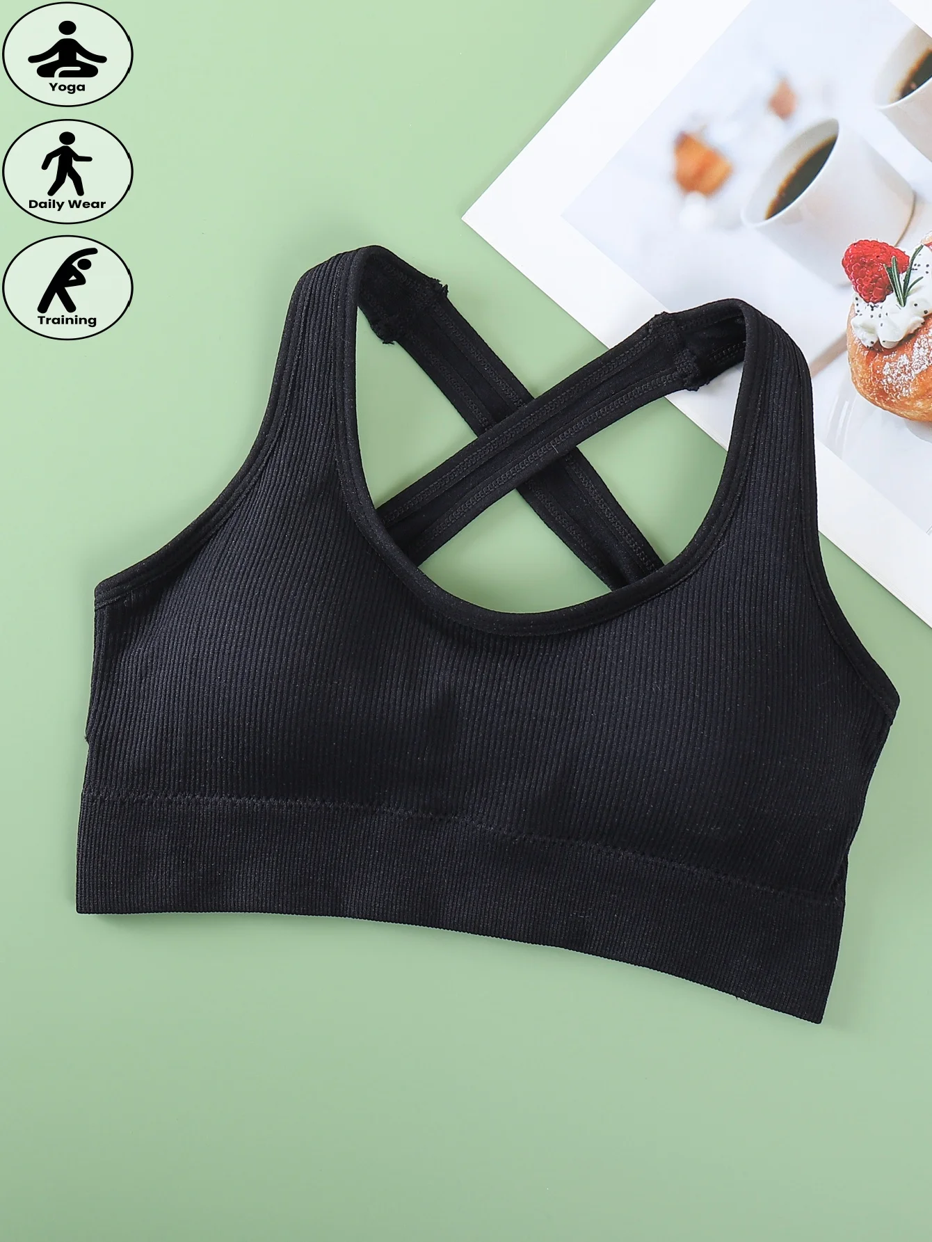 1 Pack - Beautiful Back Women's Sports Bra - Cross Style - Fit Body Curves - No Steel Ring Design, Reduce Chest Compression - Five Colors - Meet Different Style Preferences - Reduce Shaking, Adapted to Running, Yoga and Other Sports Scenes