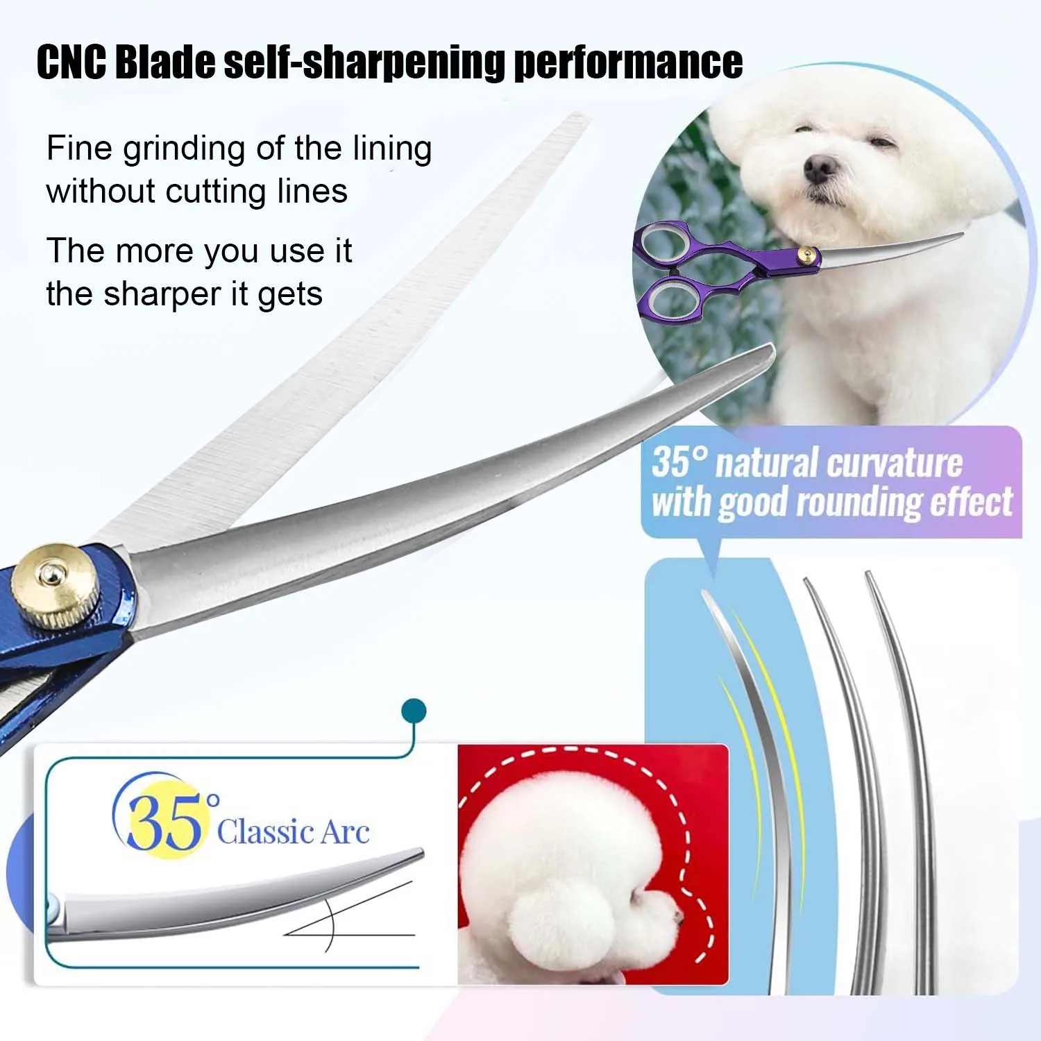 Up Curved Pet Grooming Scissors Dog Hair Stainless Steel Dog Scissors Pets Shears Animal Cutting Feet Ear Eye Hair Trimming