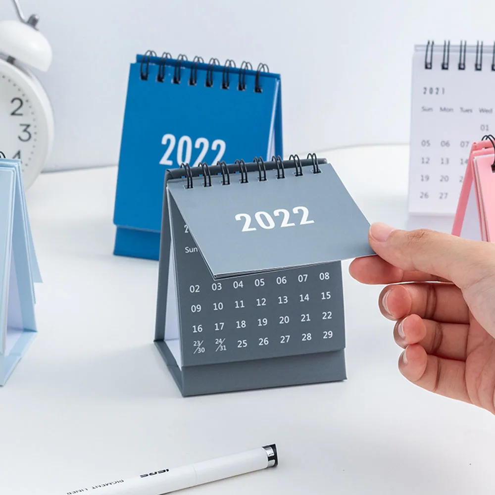 2022 Calendar Simple Black White Grey Desktop Calendar Dual Daily Schedule Table Planner Yearly Agenda Organizer Office Supplies