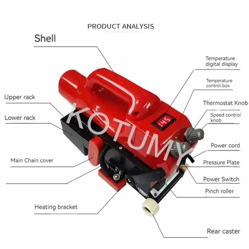 KOTUMY 1100W 지오멤브레인 용접기 핫 웨지 용접기 HDPE 시트 플라스틱 연못 라이너 용접기 PVC 수리 용접기
