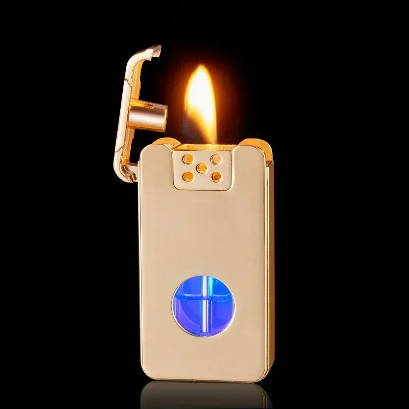 2025 Intelligent Voice Controlled Kerosene Lighter Metal Transparent Oil Arc Ignition Personalized Gift Cigarette Accessories 5