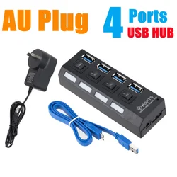 Compact High - Speed 4 - Port USB HUB with External Power Adapter (AU Plug)