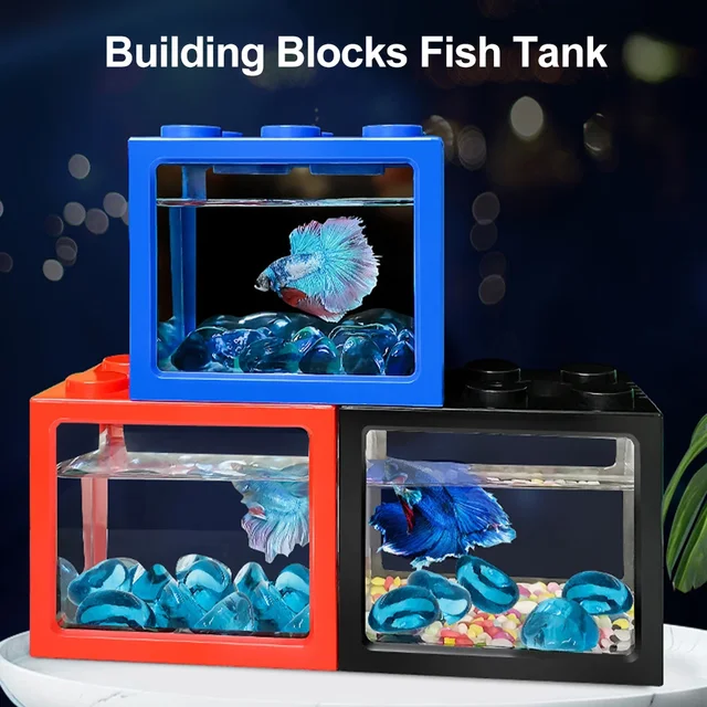 Aquarium Fish Tank Creative Multicolor Stackable Building Blocks Ecological for Small Reptile Pet Box Landscape Seawedecoration 4